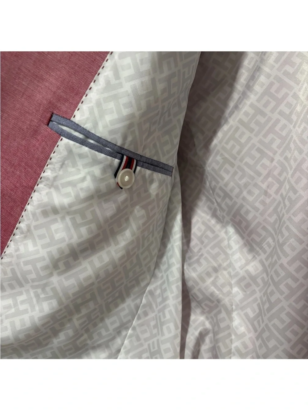 Tommy Hilfiger Men's 38R Sport Coat Blazer Pink/Red Cotton Two Button Preppy